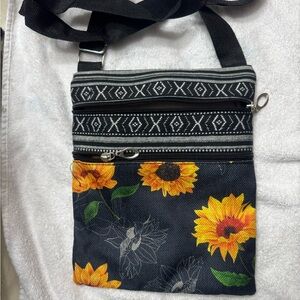 Sunflower Crossbody Bag with Black Strap